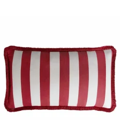 Cuscino per esterno Happy White and Red con frange