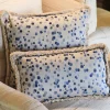 Cuscino piccolo Celeste e frange blu