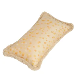 Cuscino piccolo con frange color crema e giallo