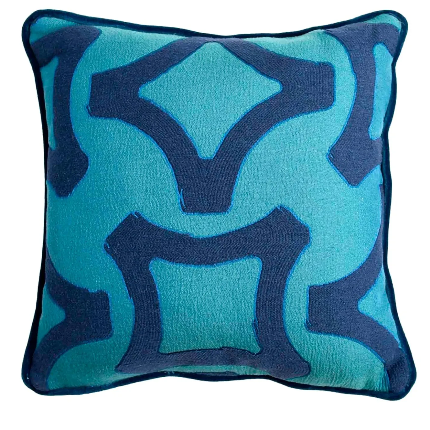 Cuscino quadrato Carrè turchese e blu