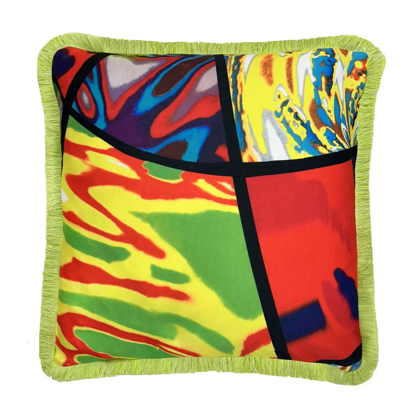 Cuscino quadrato con frange Crazy Glass di Carlo Rampazzi