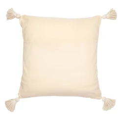 Cuscino quadrato Costumbres in cotone beige con dettaglio floreale