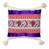 Cuscino quadrato Costumbres in cotone beige e raso viola
