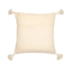 Cuscino quadrato Costumbres in cotone beige e raso viola