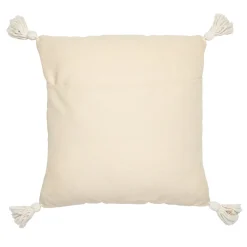 Cuscino quadrato Costumbres in cotone beige con strisce marroni e floreali