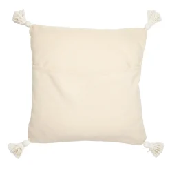 Cuscino quadrato Costumbres in cotone beige e raso verde