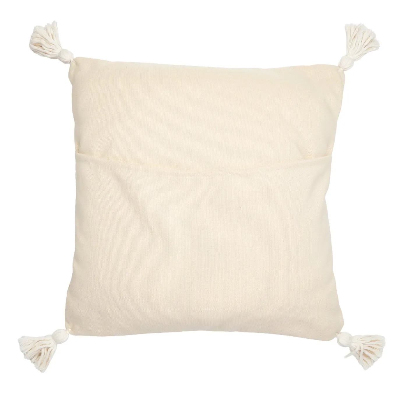 Cuscino quadrato Costumbres in cotone beige e raso verde