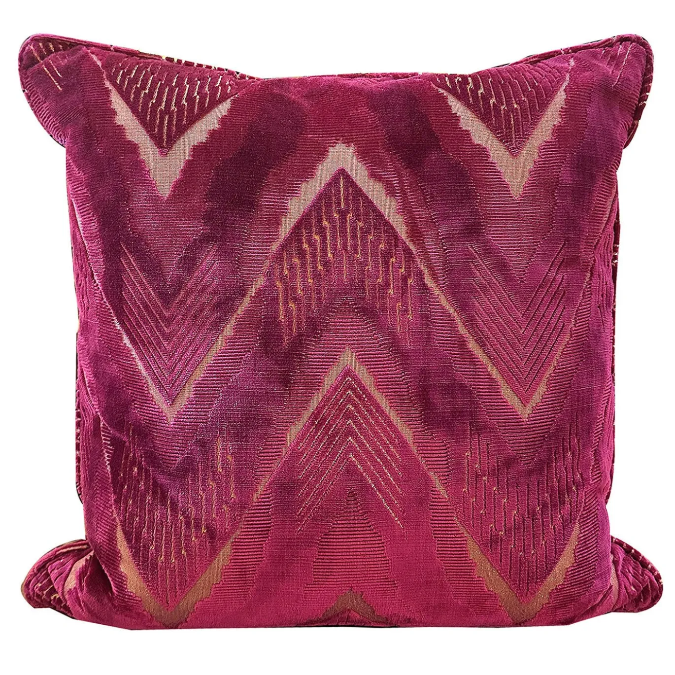 Cuscino quadrato Fiammato in velluto fucsia
