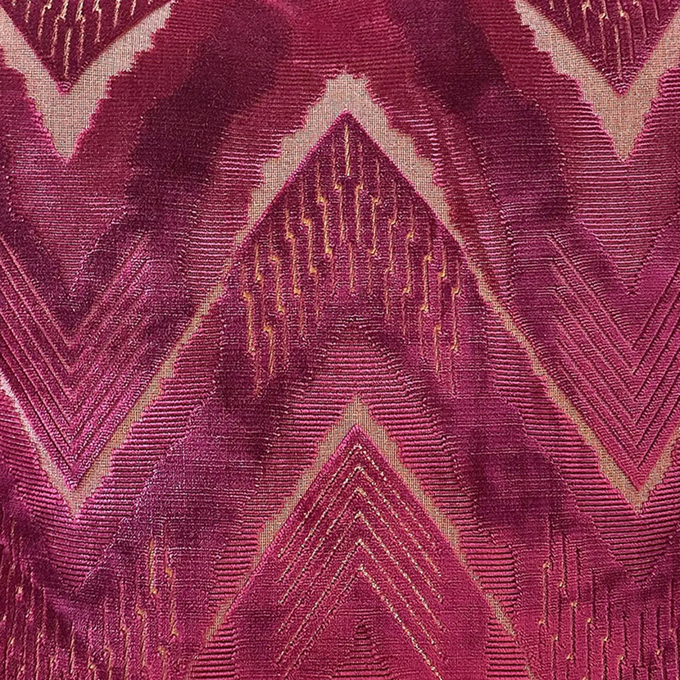Cuscino quadrato Fiammato in velluto fucsia