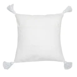 Cuscino quadrato in cotone bianco con ricamo floreale