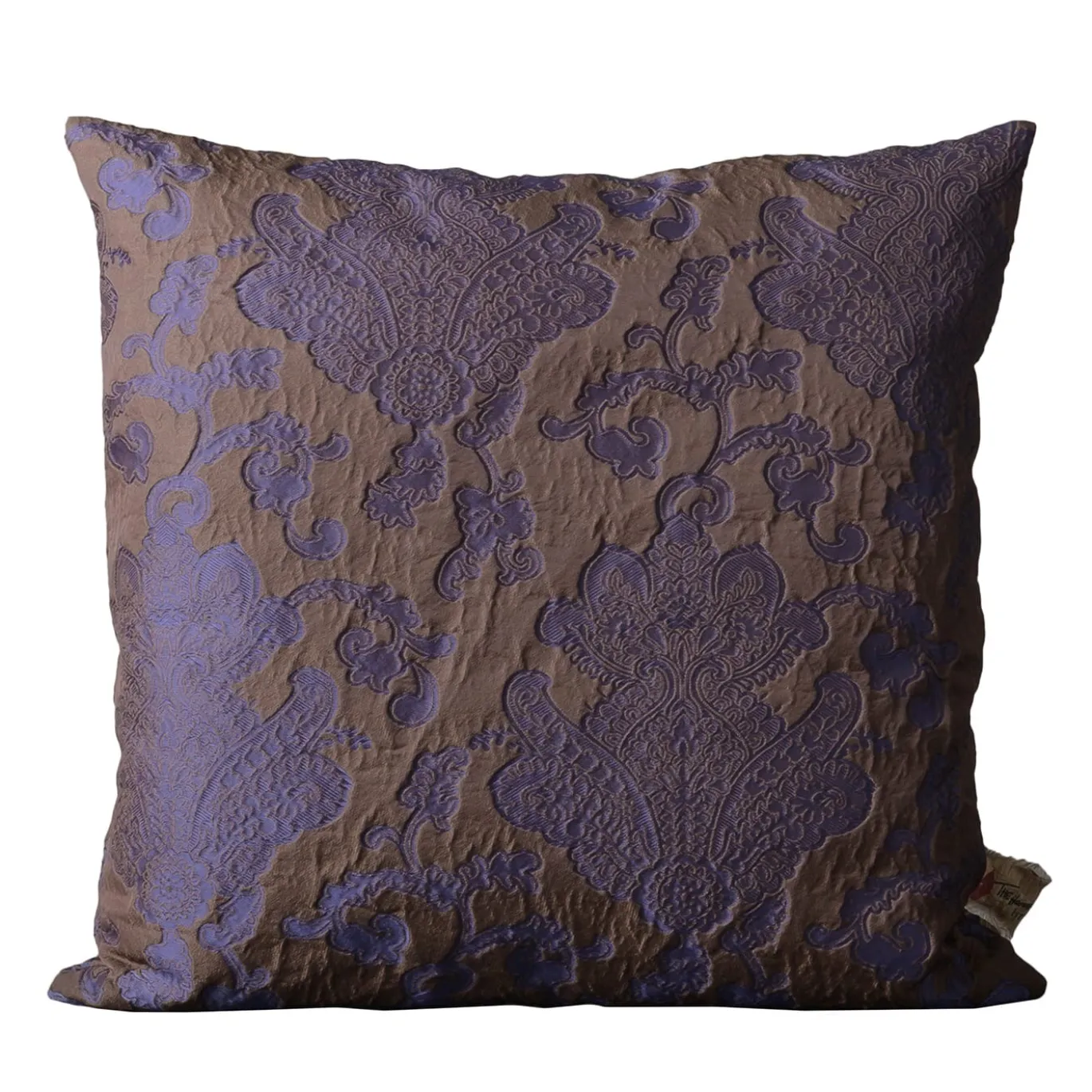 Cuscino quadrato in flanella floreale viola jacquard