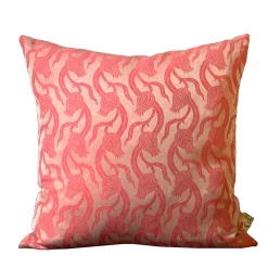 Cuscino quadrato in lino e seta Dresda Floral Coral