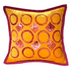 Cuscino Quadrato In Velluto Rosa Con Cerchi