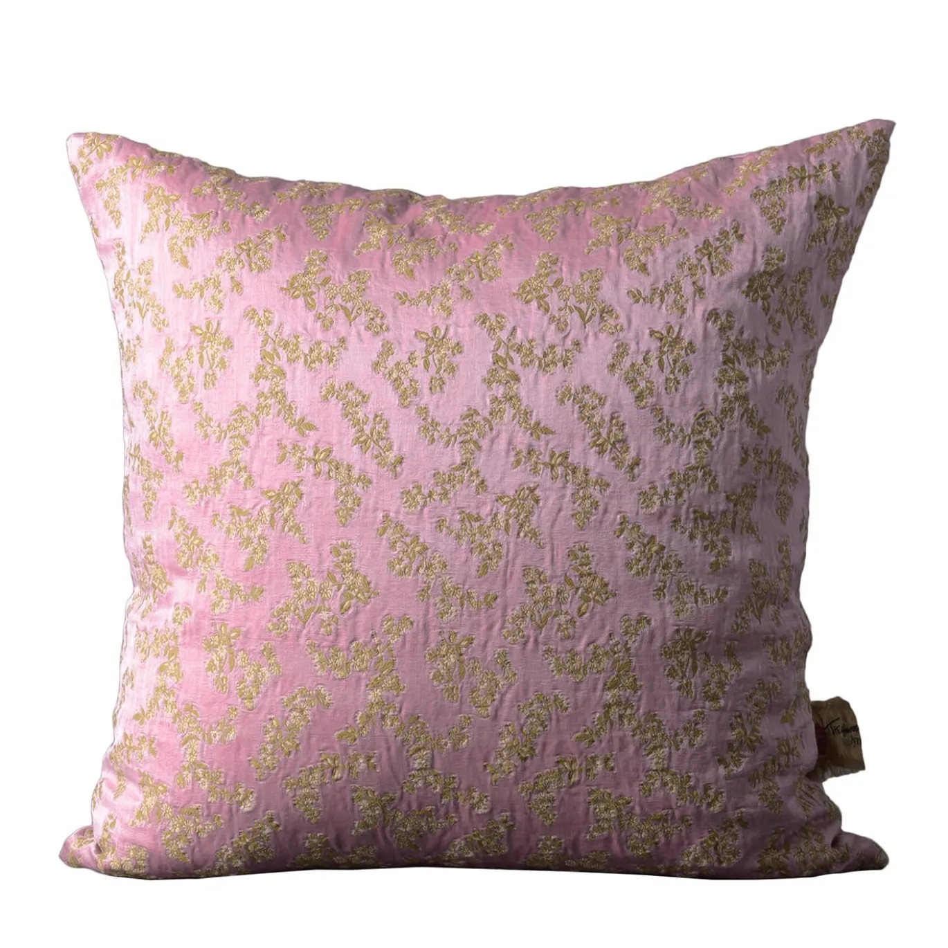 Cuscino quadrato Ledbetter in jacquard floreale rosa e oro