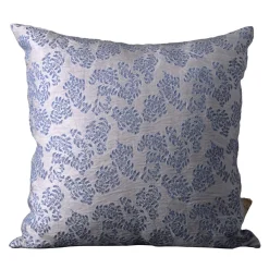 Cuscino quadrato Murcia in jacquard floreale argentato e blu