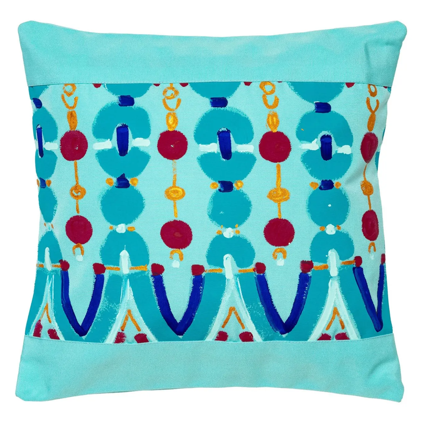 Cuscino quadrato per interni ed esterni Colores Striscia azzurro in acrilico #1