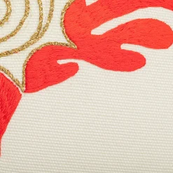 Cuscino quadrato Superior in cotone beige con ricamo corallo