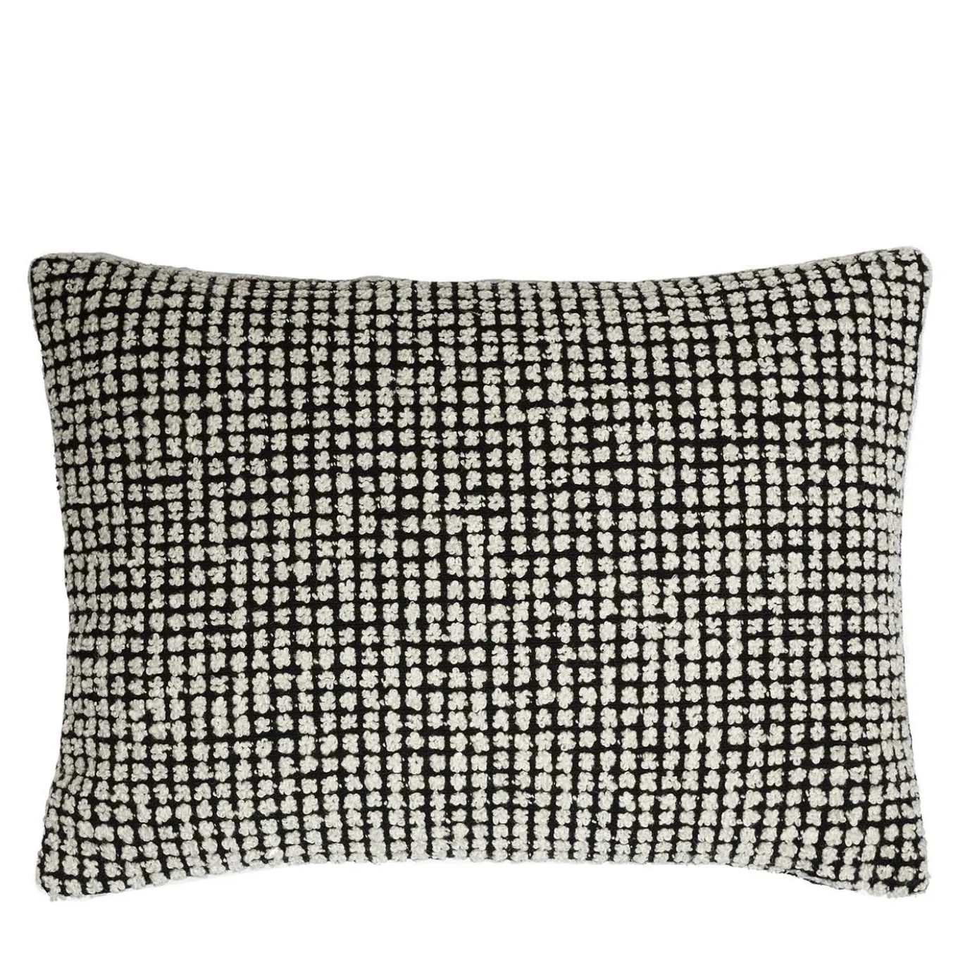 Cuscino rettangolare bicolore bouclé nero e bianco