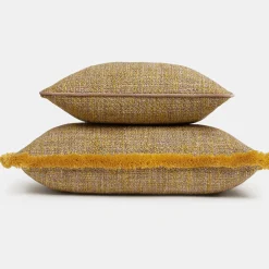 Cuscino rettangolare con frange gialle