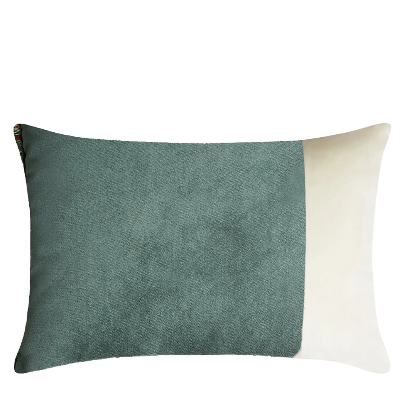 Cuscino rettangolare doppio verde acqua e bianco
