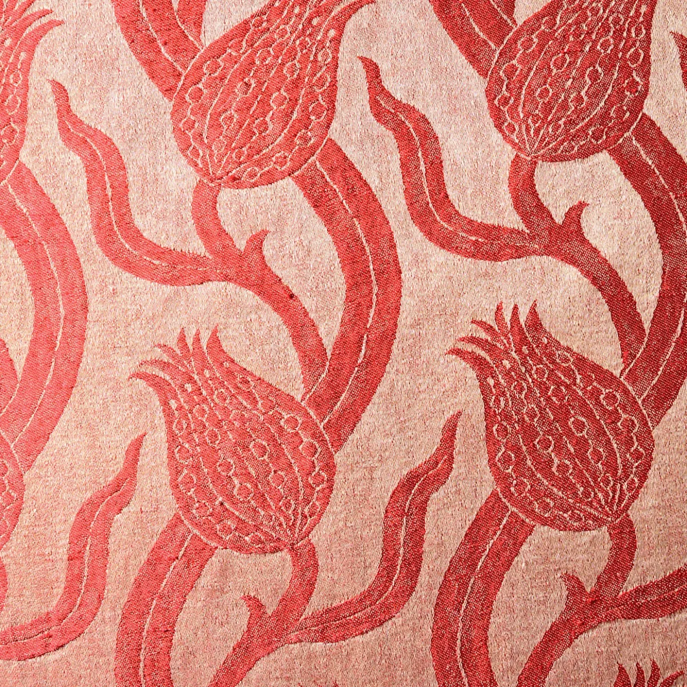Cuscino rettangolare in lino e seta Dresda Floral Coral