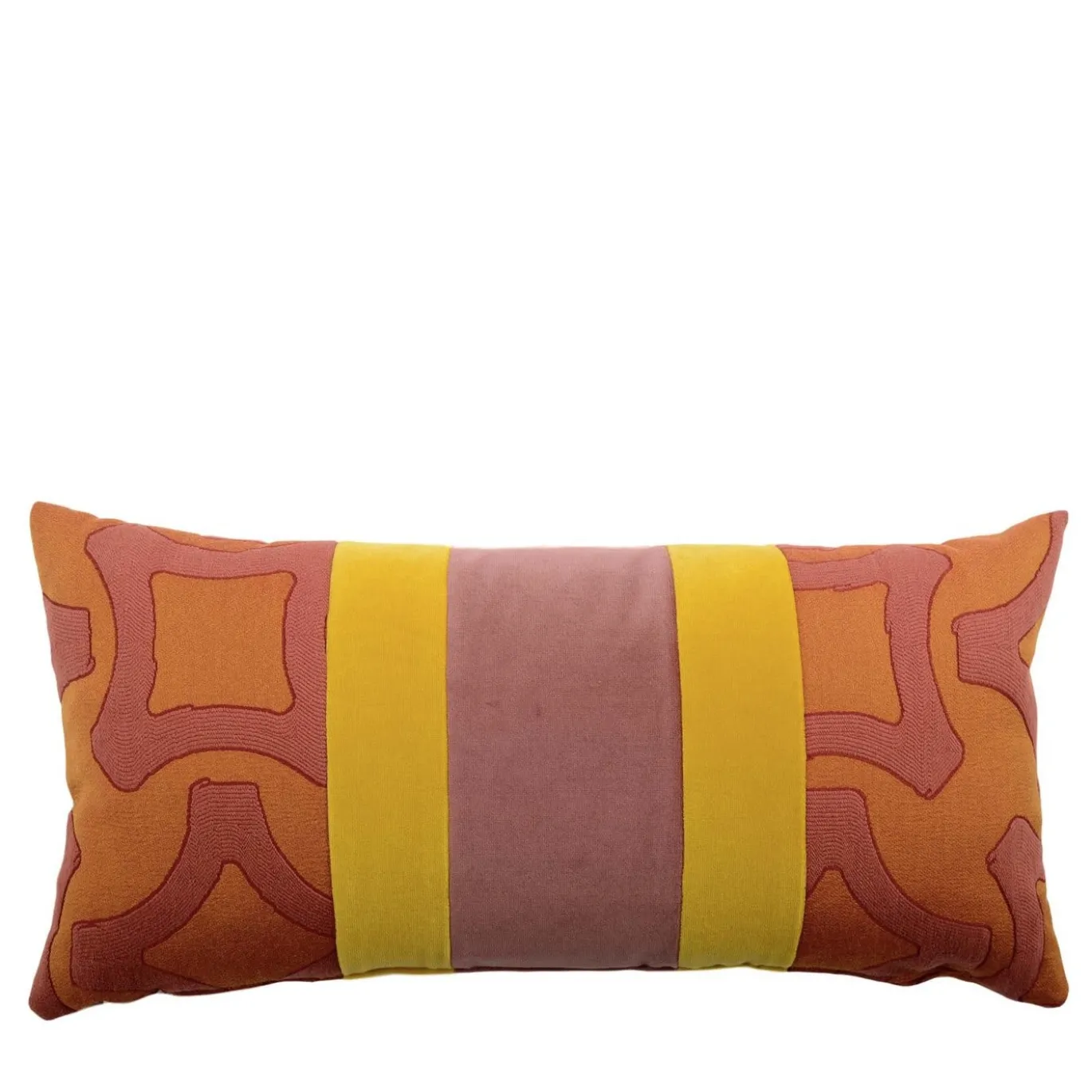 Cuscino rettangolare Nastro in tessuto jacquard e velluto di cotone