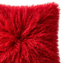 Cuscino Velum in lana di agnello mongolo rosso cremisi
