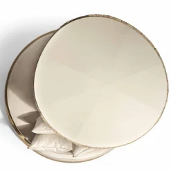 Daybed da esterno Siesta rotondo in tessuto beige con parasole