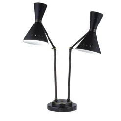 Diva M236 Lampada da tavolo a 2 luci in nero e bronzo di Michele Bönan