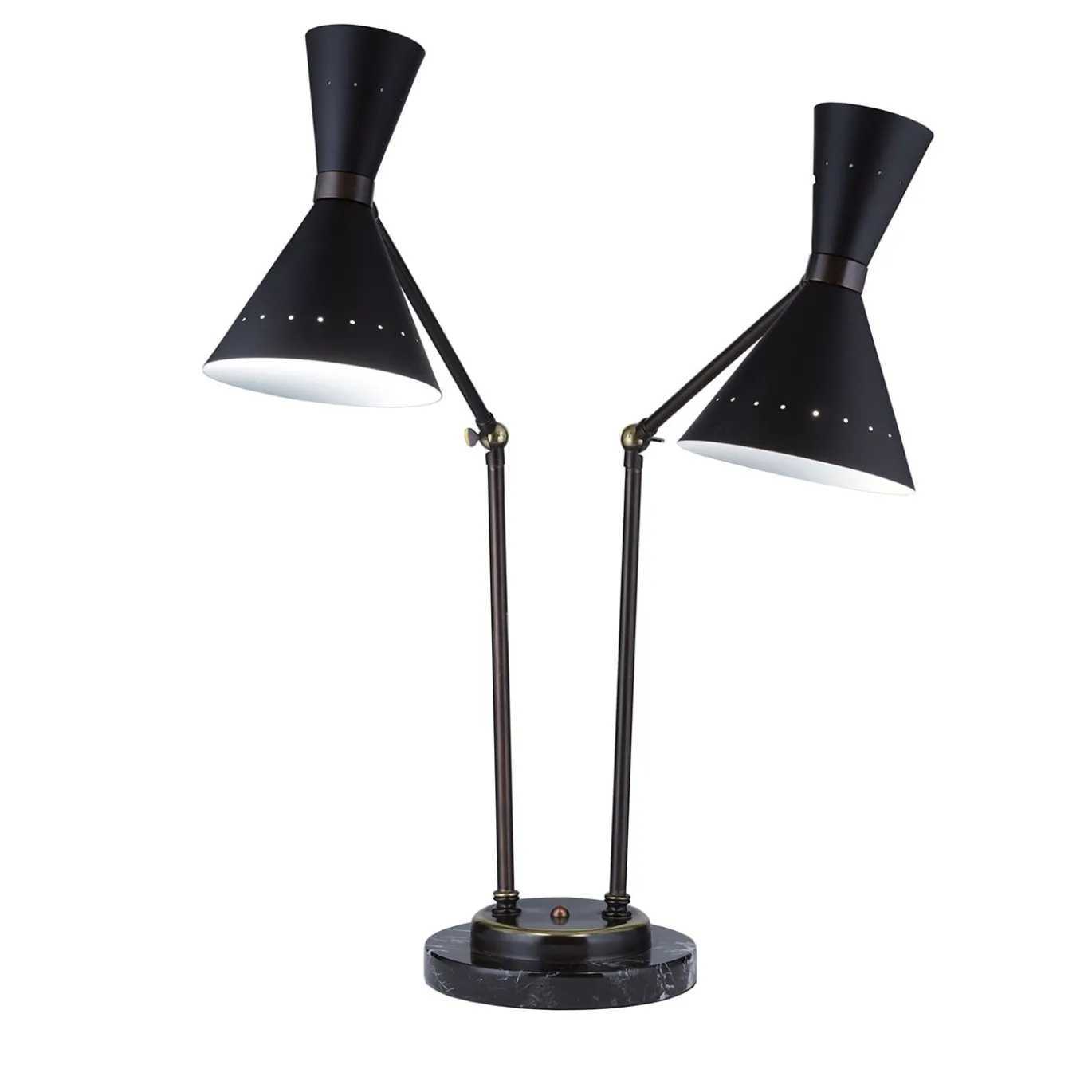Diva M236 Lampada da tavolo a 2 luci in nero e bronzo di Michele Bönan