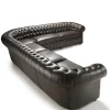 Divano angolare Chesterfield pelle marrone