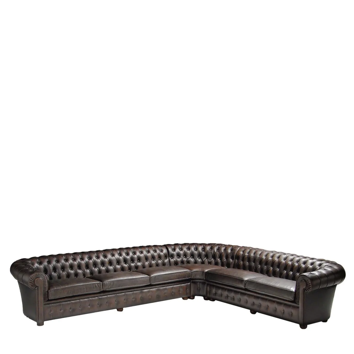 Divano angolare Chesterfield pelle marrone
