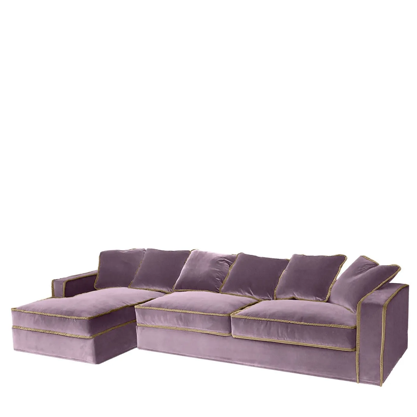 Divano angolare in velluto rosa pastello e beige Rafaella Bio