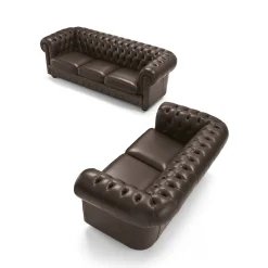Divano a 3 posti in pelle marrone Hermes