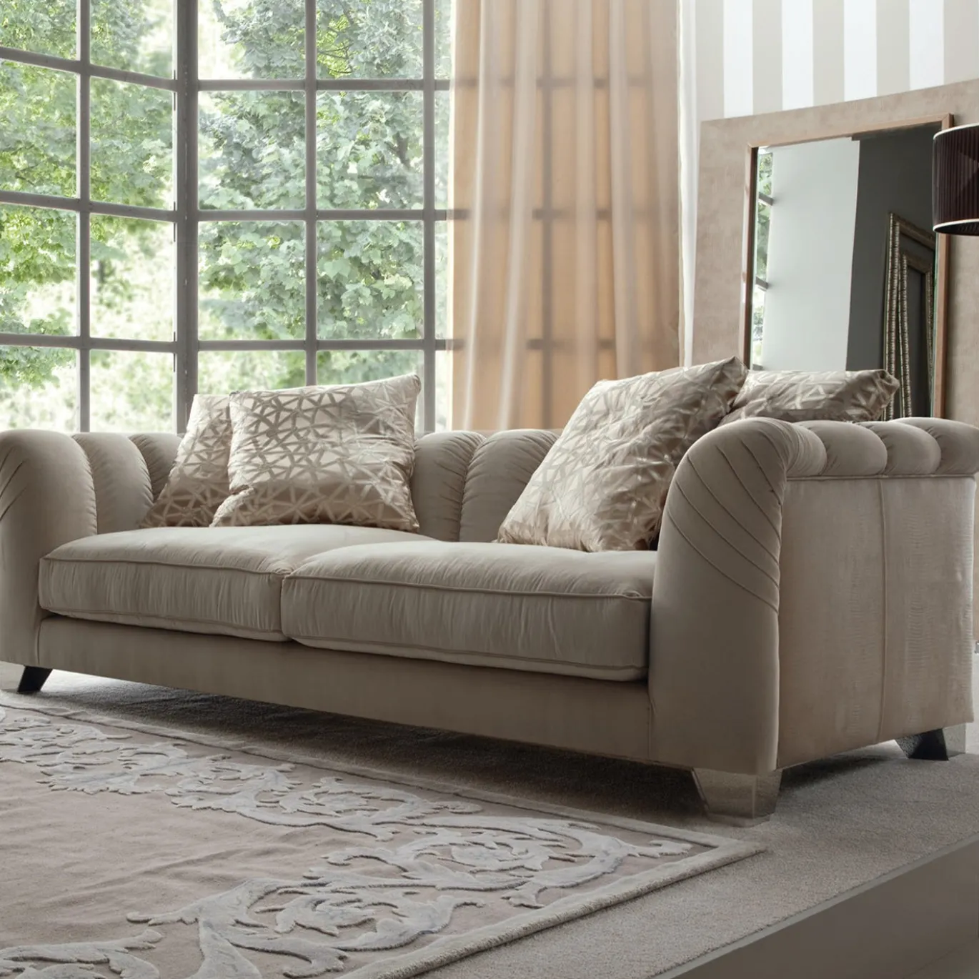 Divano a 3 posti in tessuto beige