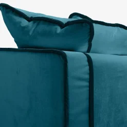Divano a 2 posti in velluto blu scuro e petrolio Rafaella Bio