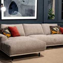 Divano Boboli con chaise longue grigio chiaro