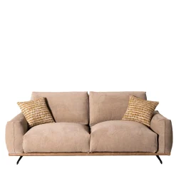 Divano Boboli in Tessuto Beige e Pelle Cammello