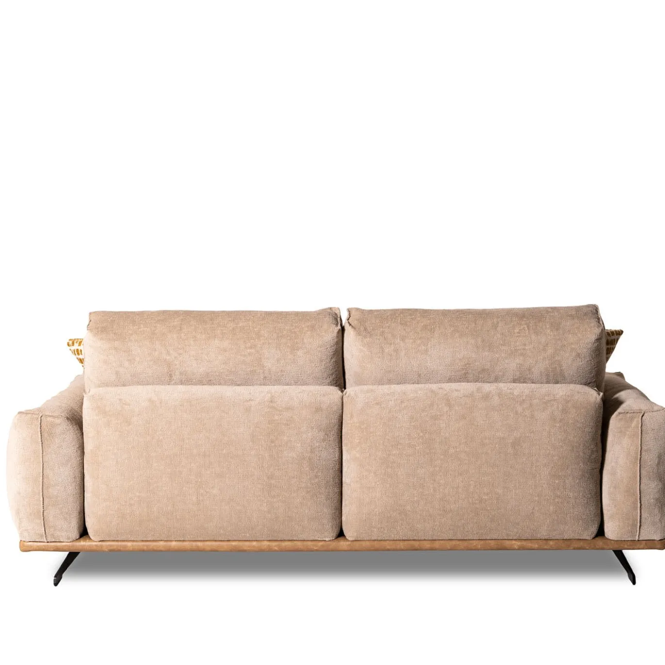 Divano Boboli in Tessuto Beige e Pelle Cammello