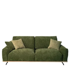 Divano Boboli in Tessuto Verde con Base in Legno