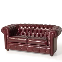 Divano Chesterfield pelle bordeaux
