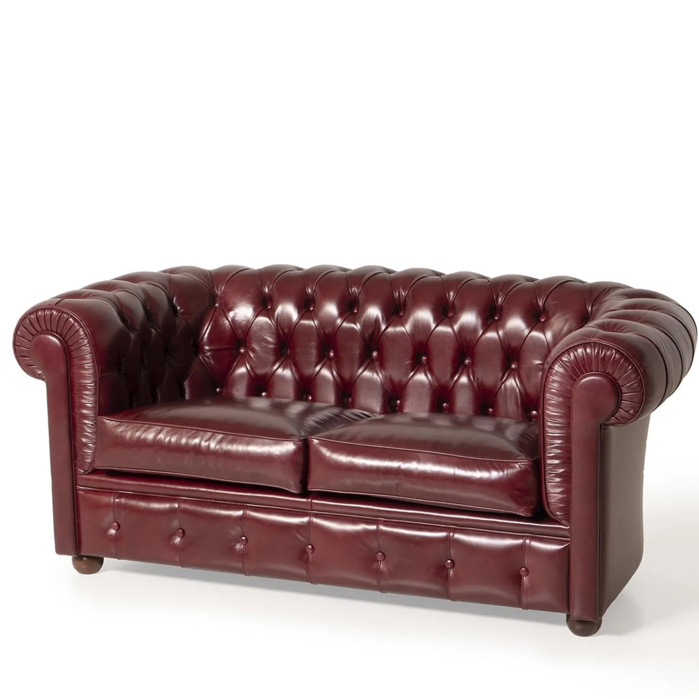 Divano Chesterfield pelle bordeaux
