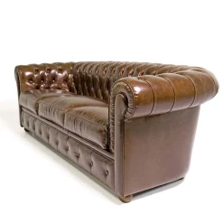 Divano Chesterfield pelle marrone muschio