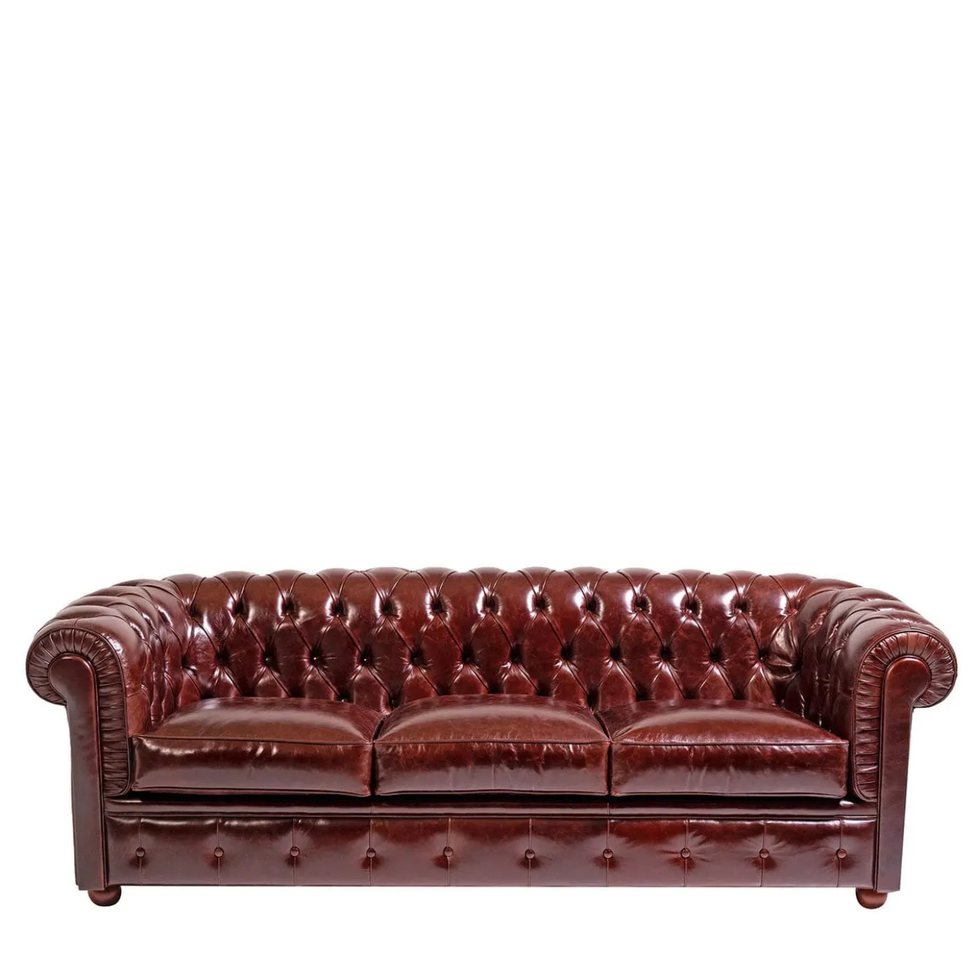 Divano Chesterfield pelle rosso rubino