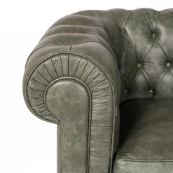 Divano Chesterfield pelle verde scuro