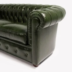 Divano Chesterfield pelle verde scuro