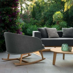Divano Cleo a 3 posti in legno teak grigio