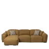 Divano componibile Placido con chaise longue pelle giallo ocra