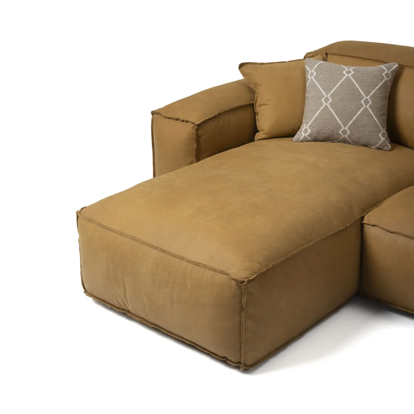 Divano componibile Placido con chaise longue pelle giallo ocra