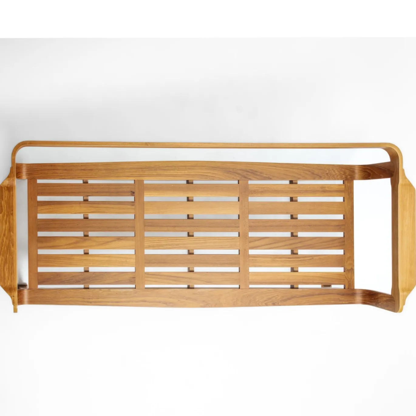 Divano da esterno curvo in teak e tessuto blu